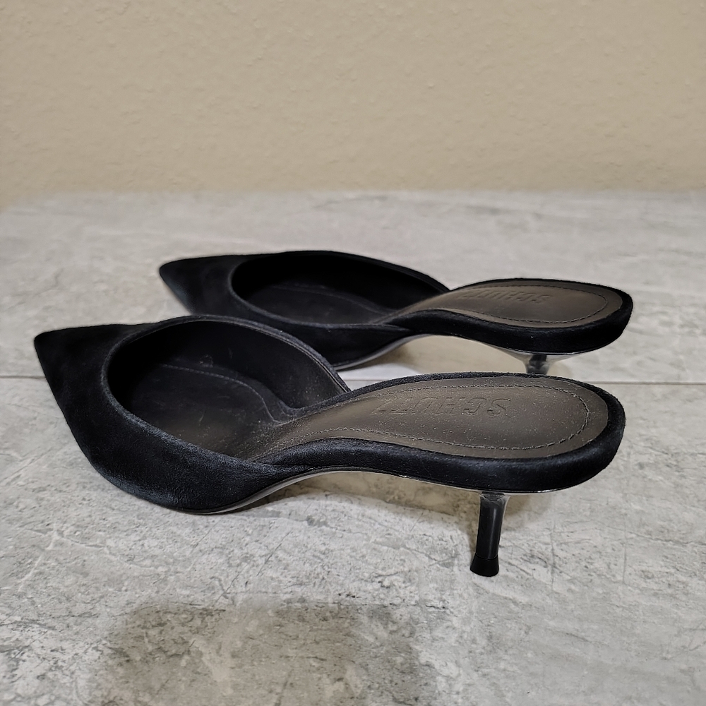 Schutz Julie Black Suede Pointed Toe Mule Heels Size 7 - Picture 5 of 10